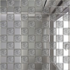 Зеркальная мозаика Серебро (50%) + Хрусталь (50%) с чипом 25x25 мм