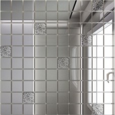 Зеркальная мозаика Серебро (90%) + Хрусталь (10%) с чипом 25x25 мм